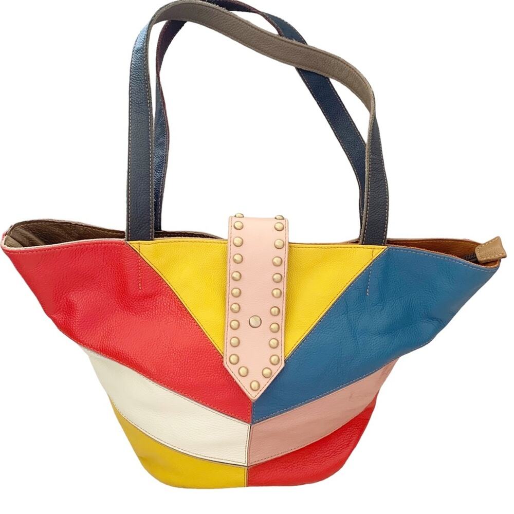 Ameri Leather Thea Multicolor Colorblock Leather … - image 2